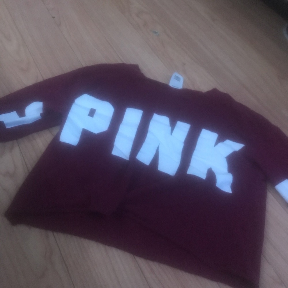 PINK Long Sleeve Crop Top